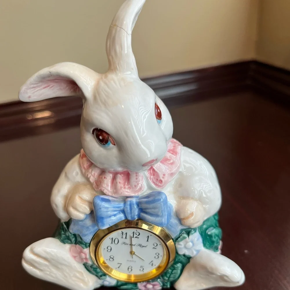 Vintage Fitz and Floyd Hand Painted Blossom Bunny-new battery -works great!